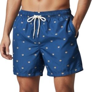 Charleston Threads Mesh Lined Blue Swim Trunks Pink Crabs Men Size XXL       ‎ G